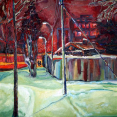 Зимняя ночь (Winter Night) - картина маслом на холсте, живопись, пейзаж, художник Евгений Артемьев, earta.ru