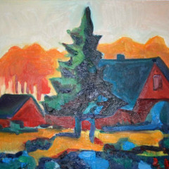 Осень, Электросталь (Autumn) - картина маслом на оргалите, живопись, пейзаж, художник Евгений Артемьев, earta.ru