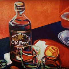 Натюрморт с индийским ромом, холст, картон, масло, Still life with Indian rum, художник Евгений Артемьев, earta.ru