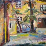 Во дворе этюд (Yard sketch) - картина маслом на холсте/пенокартоне, живопись, пейзаж, художник Евгений Артемьев, earta.ru