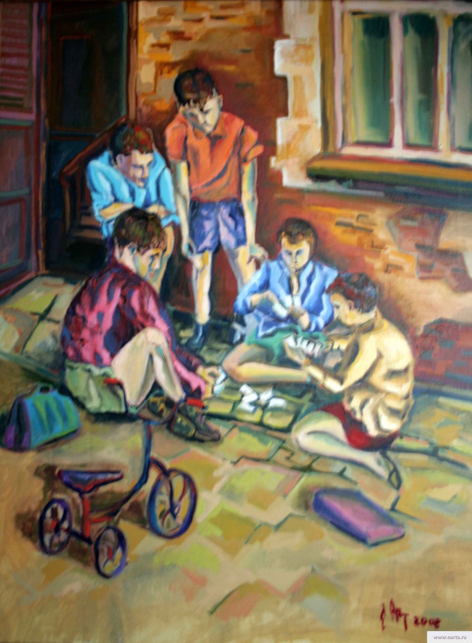 Дети (Children) - картина маслом на холсте, живопись, жанровая сцена, художник Евгений Артемьев, earta.ru