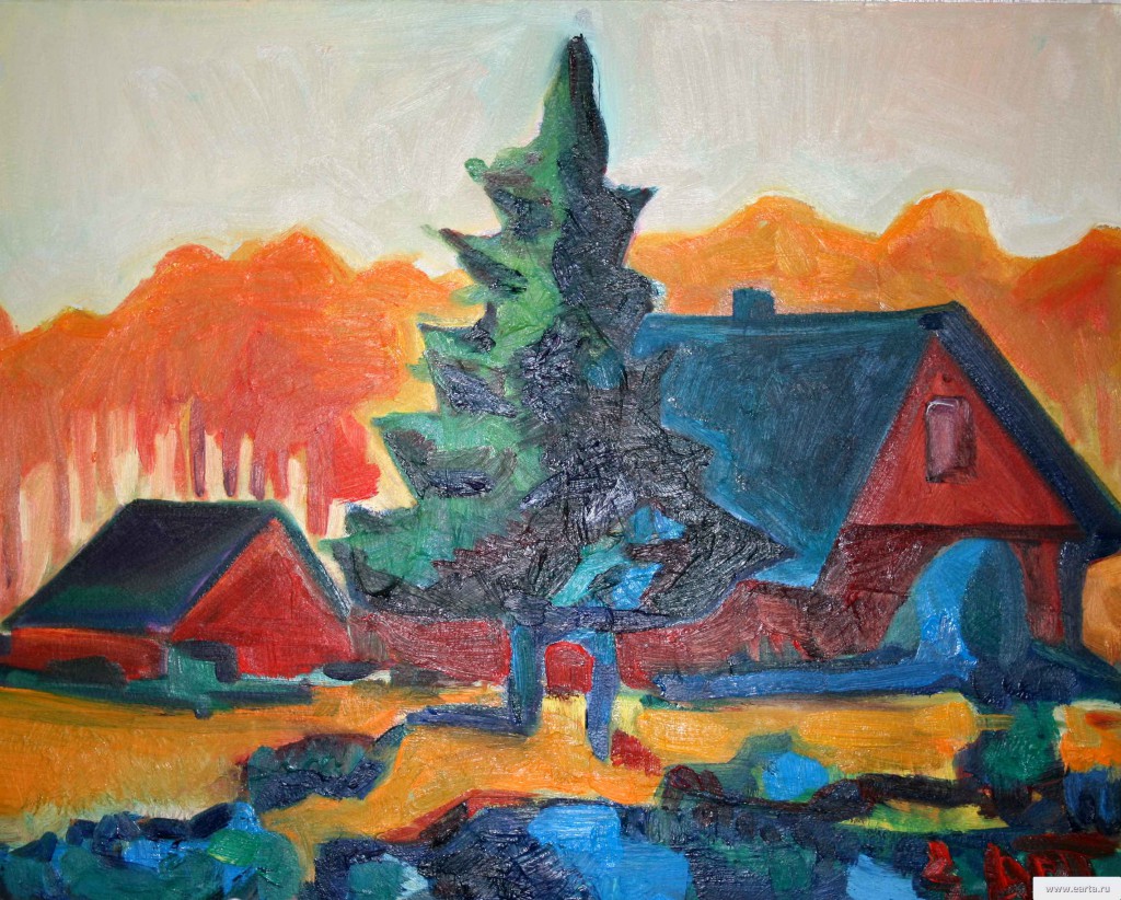 Осень, Электросталь (Autumn) - картина маслом на оргалите, живопись, пейзаж, художник Евгений Артемьев, earta.ru