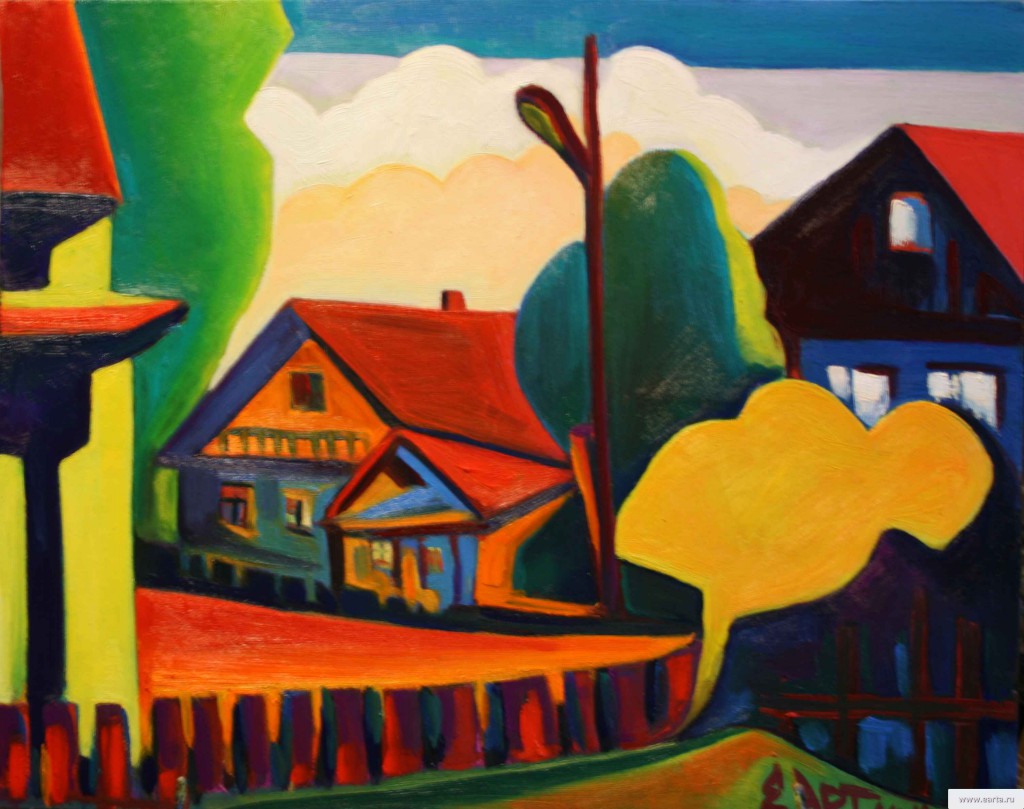 Пейзаж из Детства, посёлок Горный (Landscape of Childhood) - картина маслом на оргалите, живопись, пейзаж, художник Евгений Артемьев, earta.ru