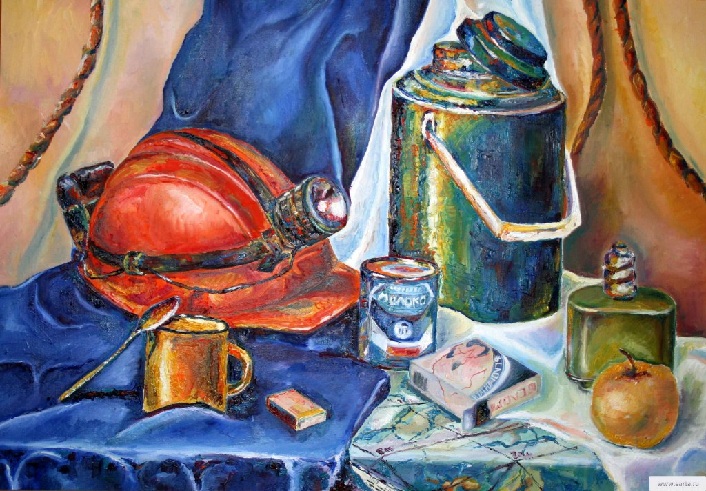 Натюрморт с каской (Still Life with a helmet) - картина маслом на холсте, живопись, натюрморт, earta.ru